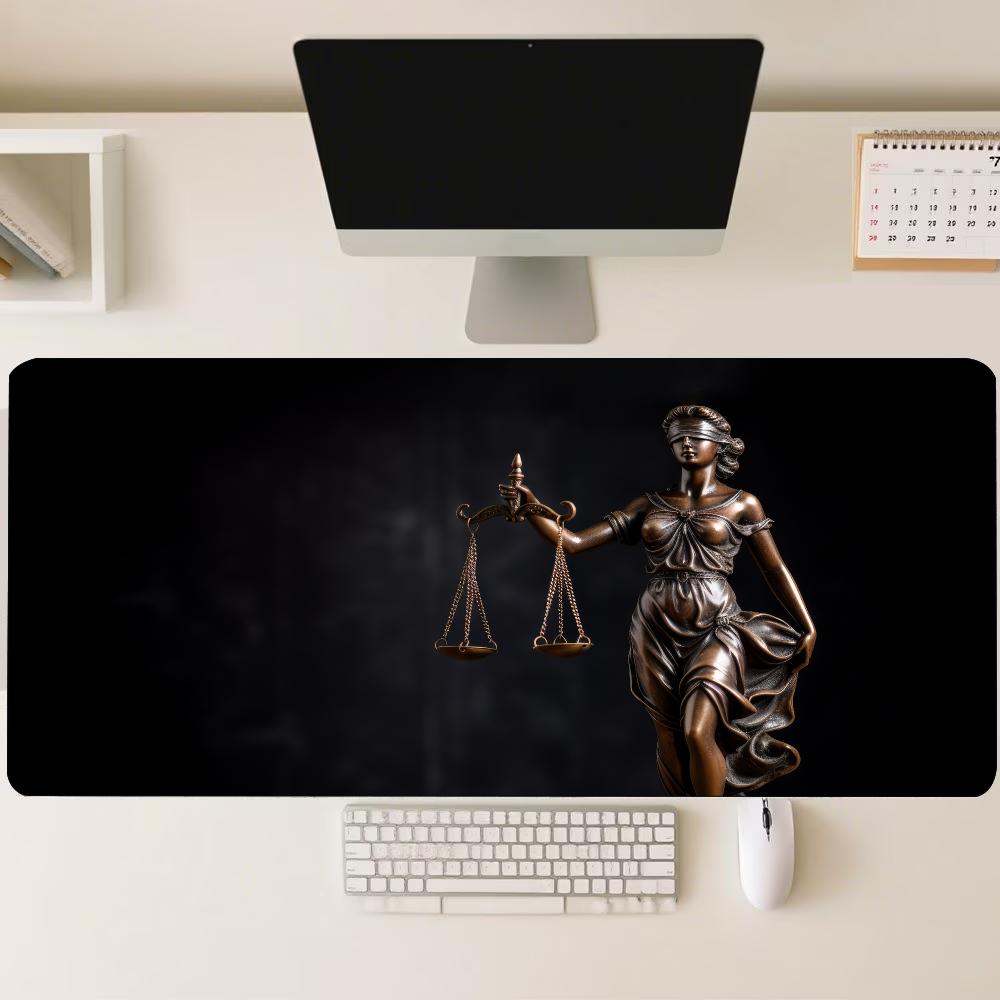 Desk Setup For Office - Lady Justice Statue Theme Large Desk