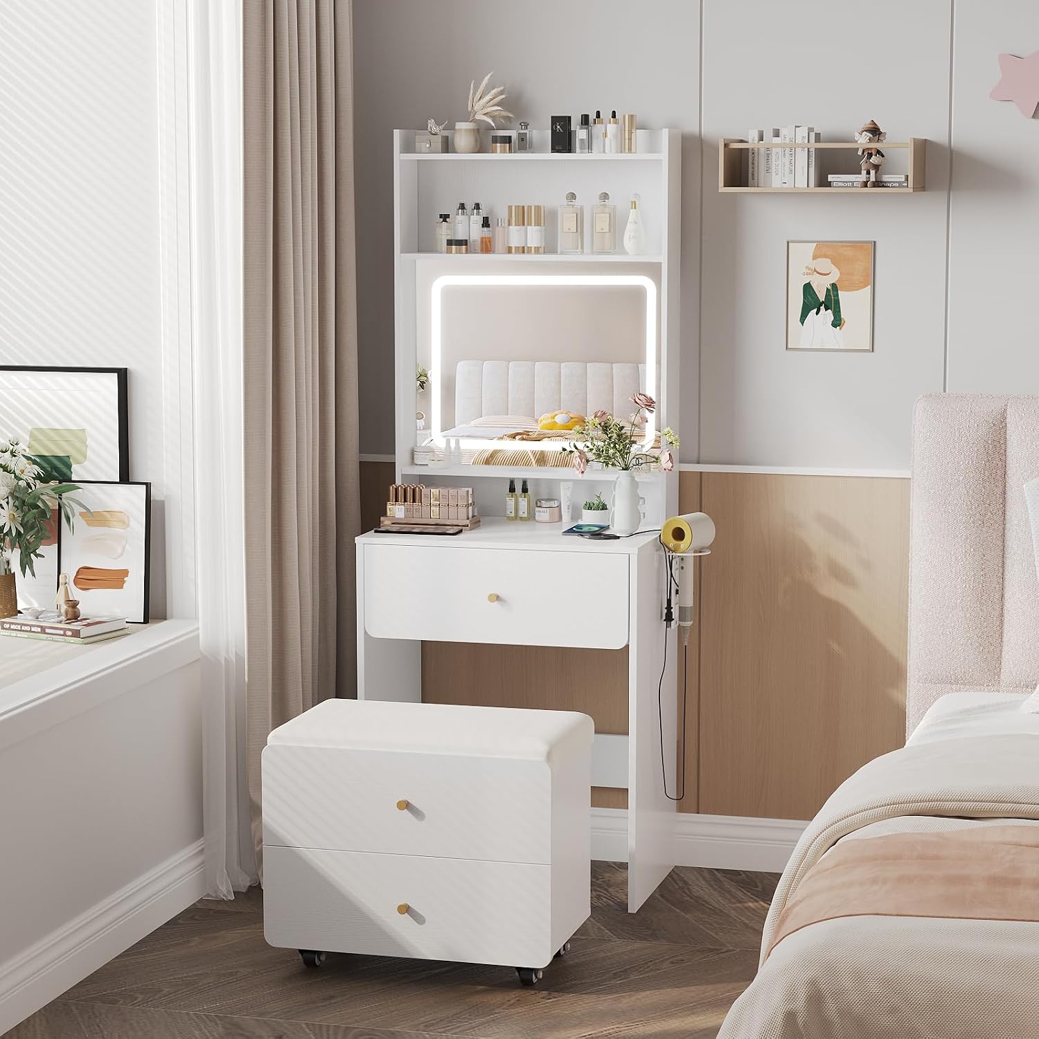 Vabches Make Up Vanity Desk wi - огляд і ціна Desk Vanity Setup