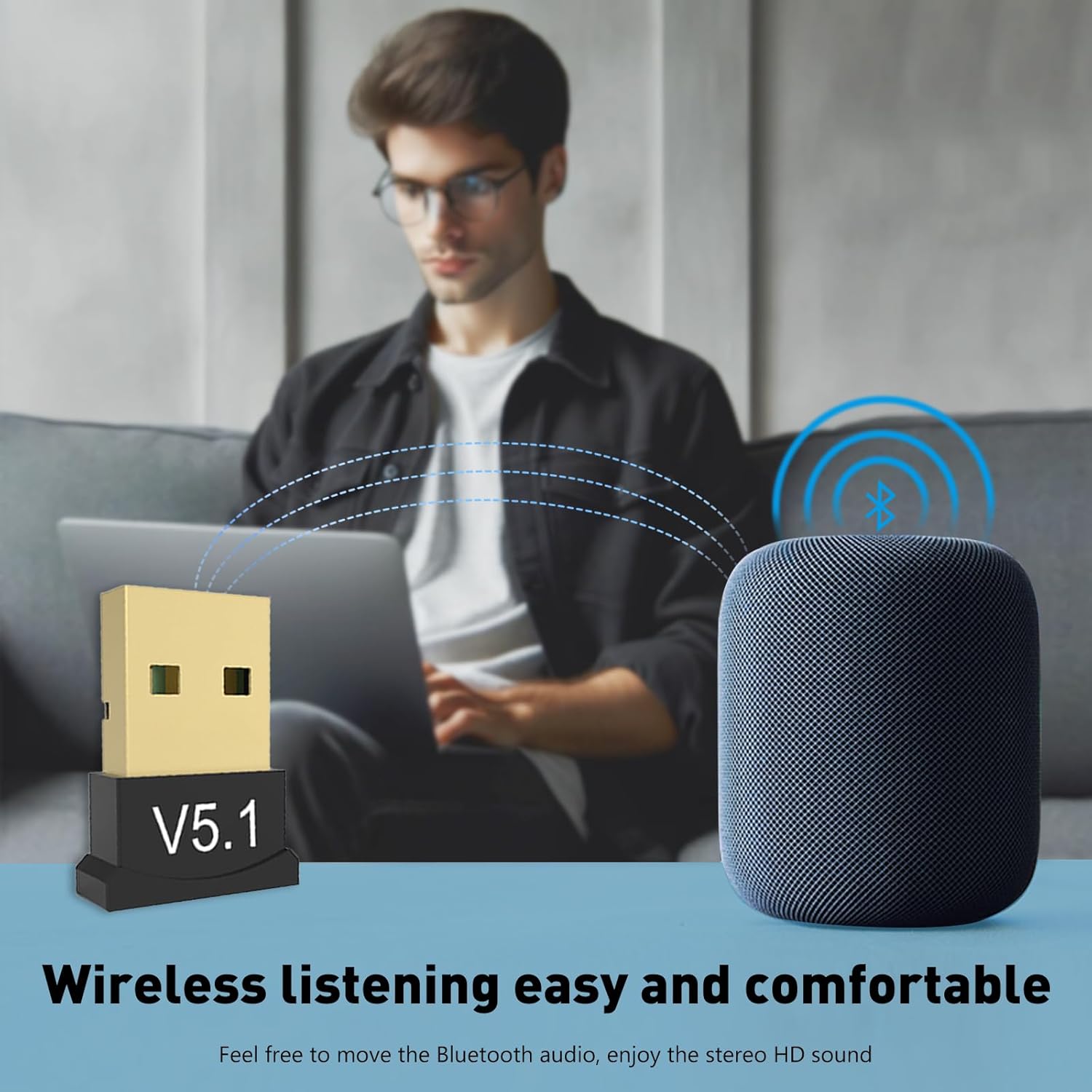 Bluetooth 5.1 Dongle Adapter W - огляд і ціна Desk Setup Speakers