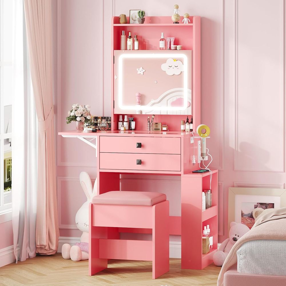 Vabches Small Makeup Vanity De - огляд і ціна Desk Vanity Setup