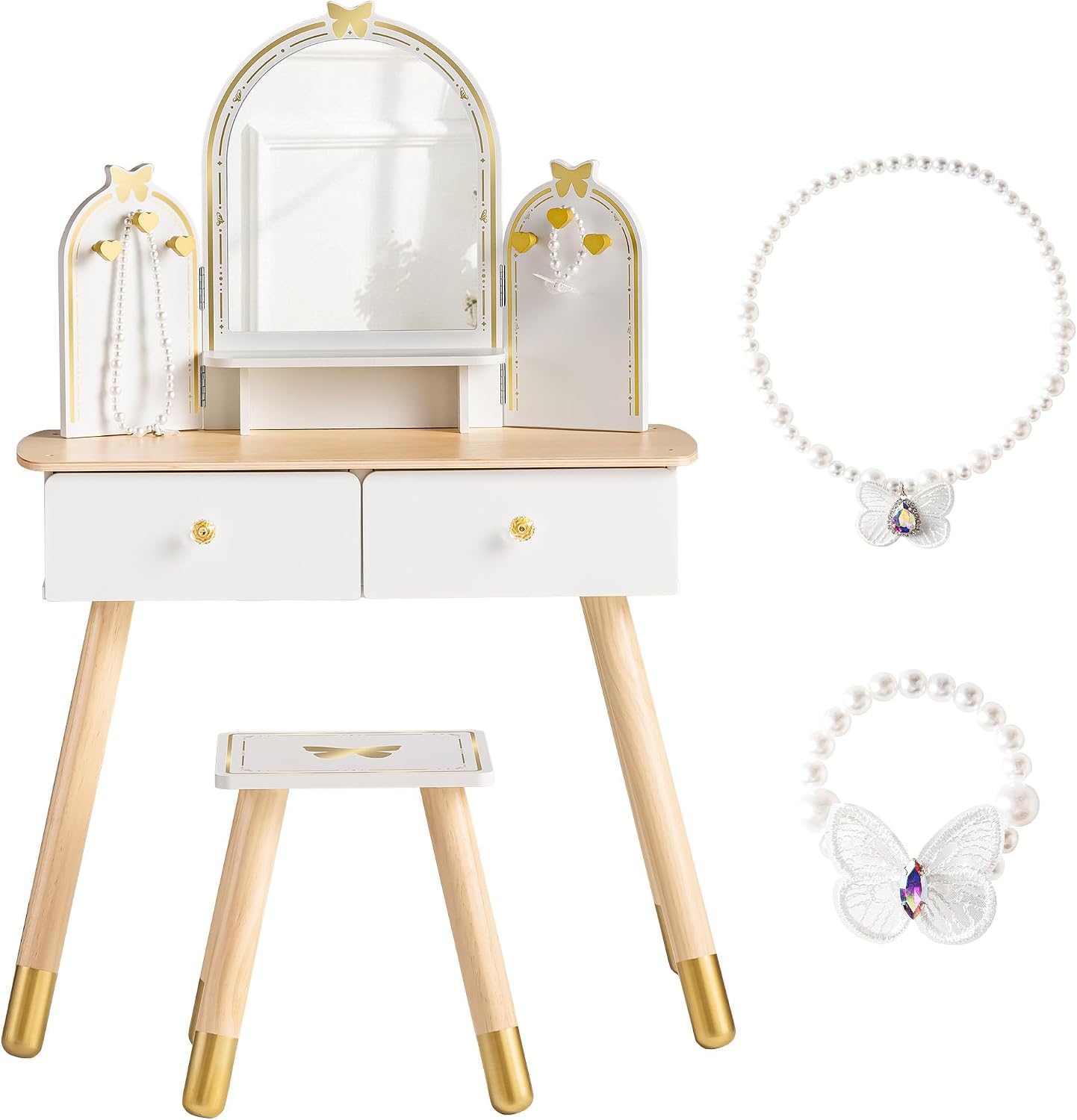 ROBOTIME White Kids Vanity Set - огляд і ціна Desk Vanity Setup