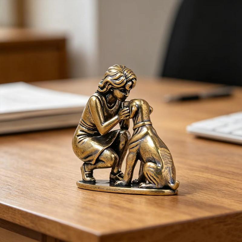 NEW Brass Girl Dog Figure Home - огляд і ціна Desk Setup Retro