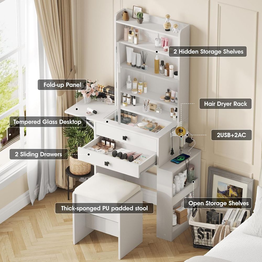 Vabches Small Makeup Vanity De - огляд і ціна Desk Vanity Setup