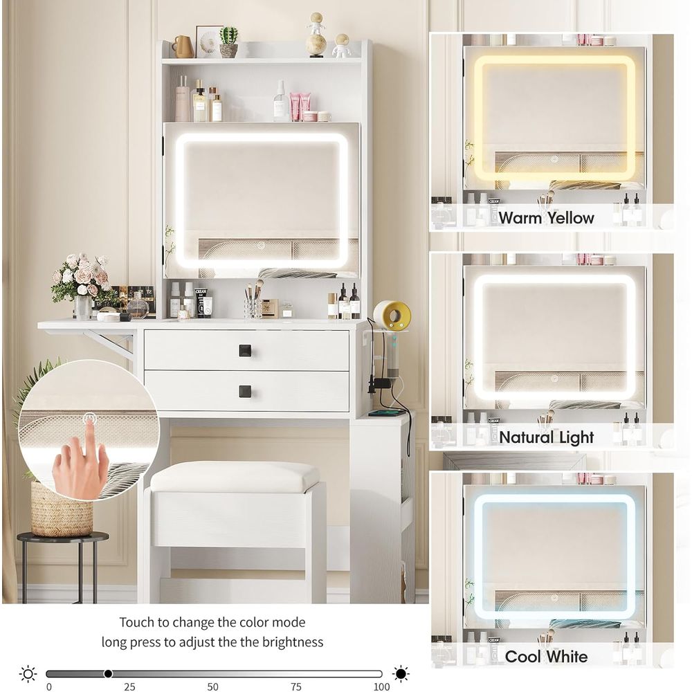 Vabches Small Makeup Vanity De - огляд і ціна Desk Vanity Setup