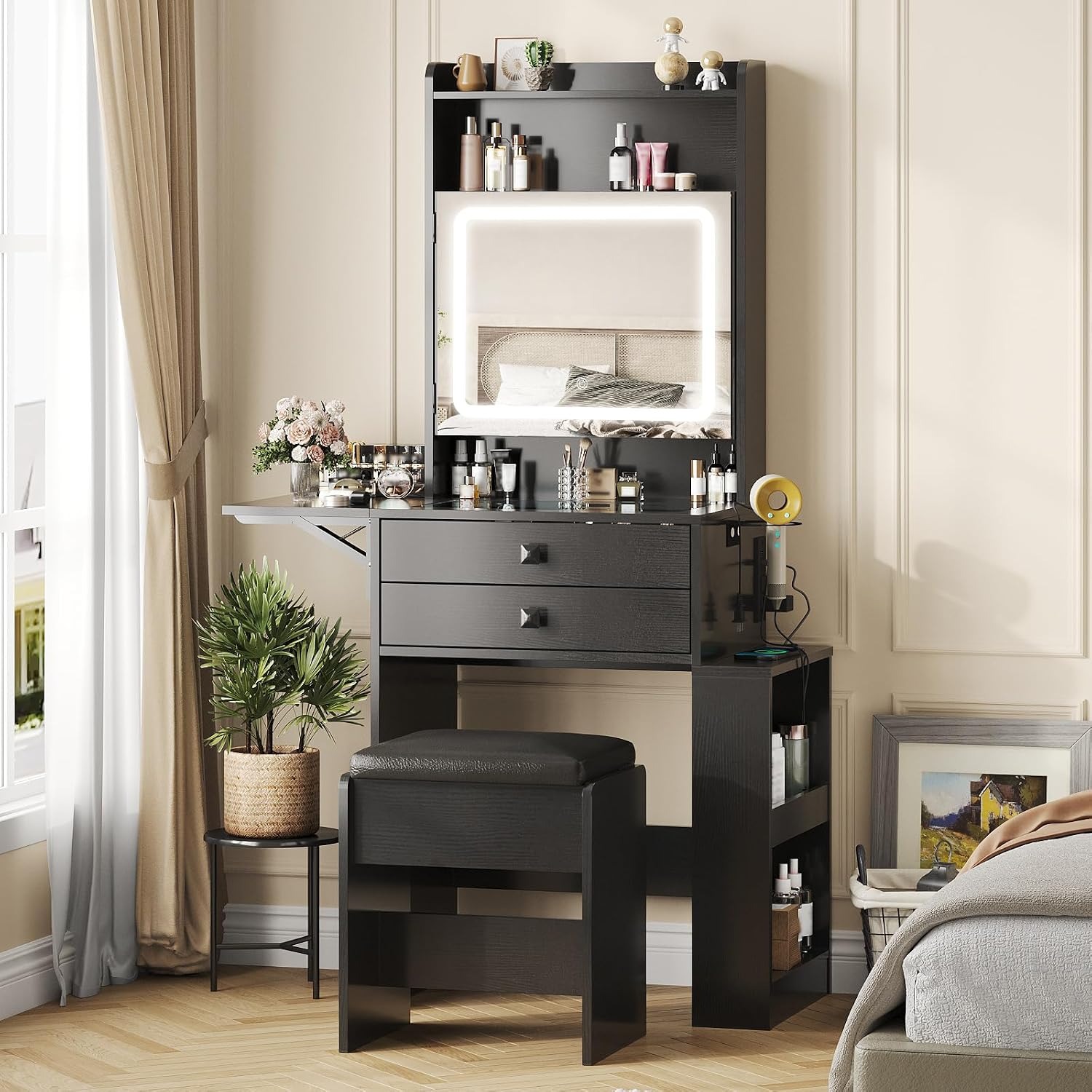 Small Makeup Vanity Desk with  - огляд і ціна Desk Vanity Setup