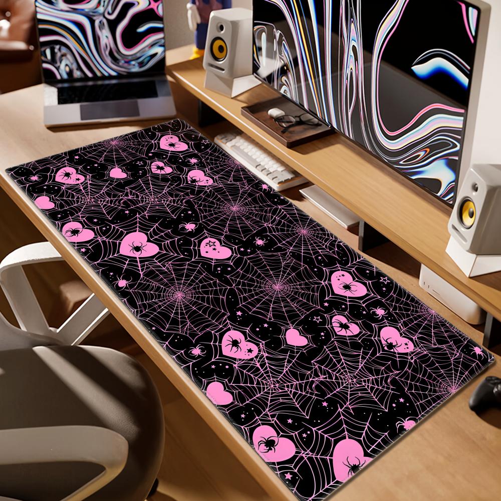 90x40 White or Pink Spiderweb  - огляд і ціна Desk Setup For Office