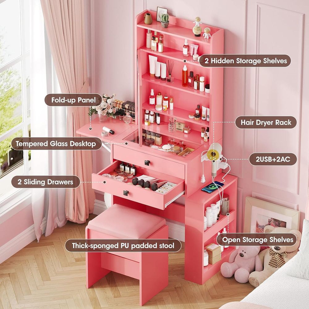 Vabches Small Makeup Vanity De - огляд і ціна Desk Vanity Setup
