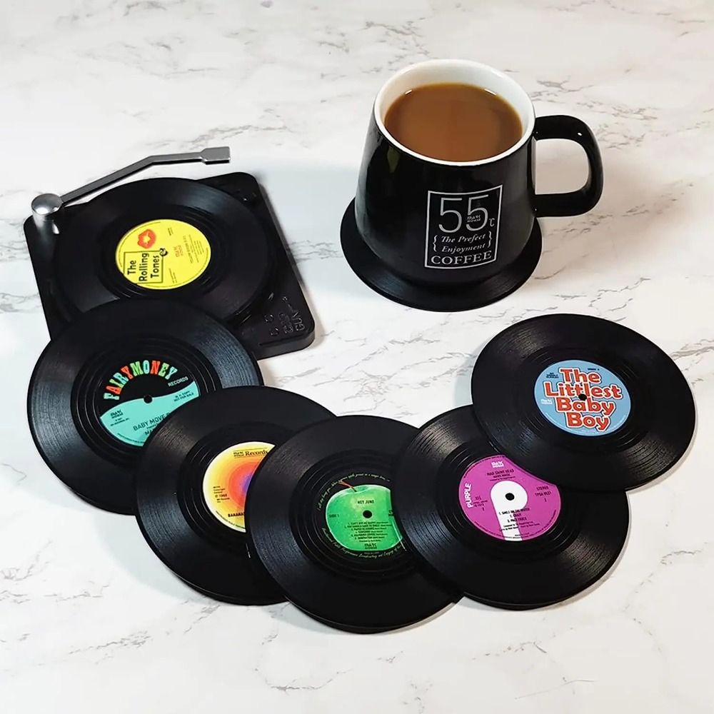 2/4/6PCS Retro Vinyl Record Cu - огляд і ціна Desk Setup Retro