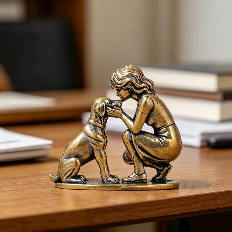 Brass Girl Dog Figure Home Des - огляд і ціна Desk Setup Retro
