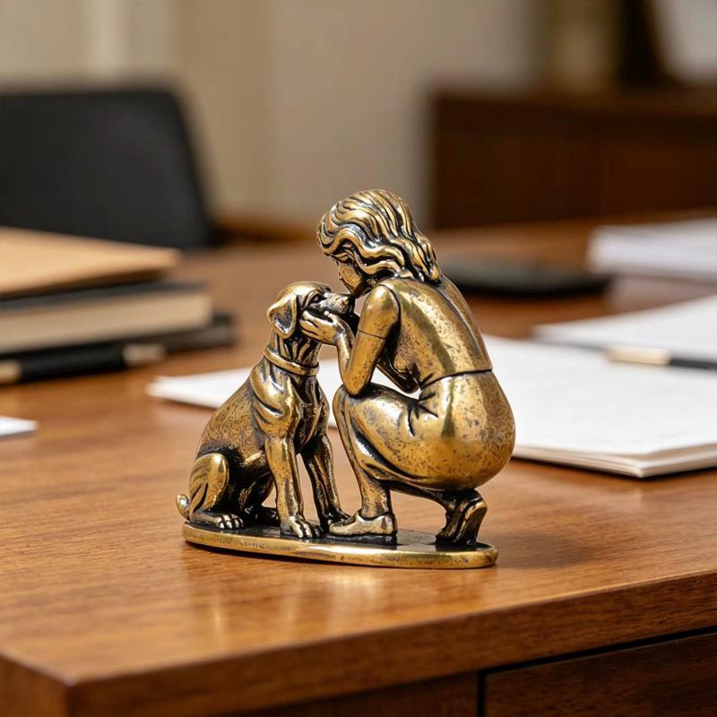 Brass Girl Dog Figure Home Des - огляд і ціна Desk Setup Retro