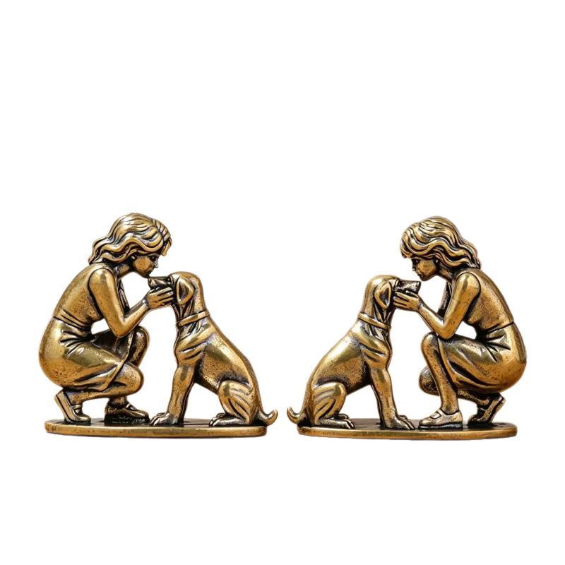 Brass Girl Dog Figure Home Des - огляд і ціна Desk Setup Retro