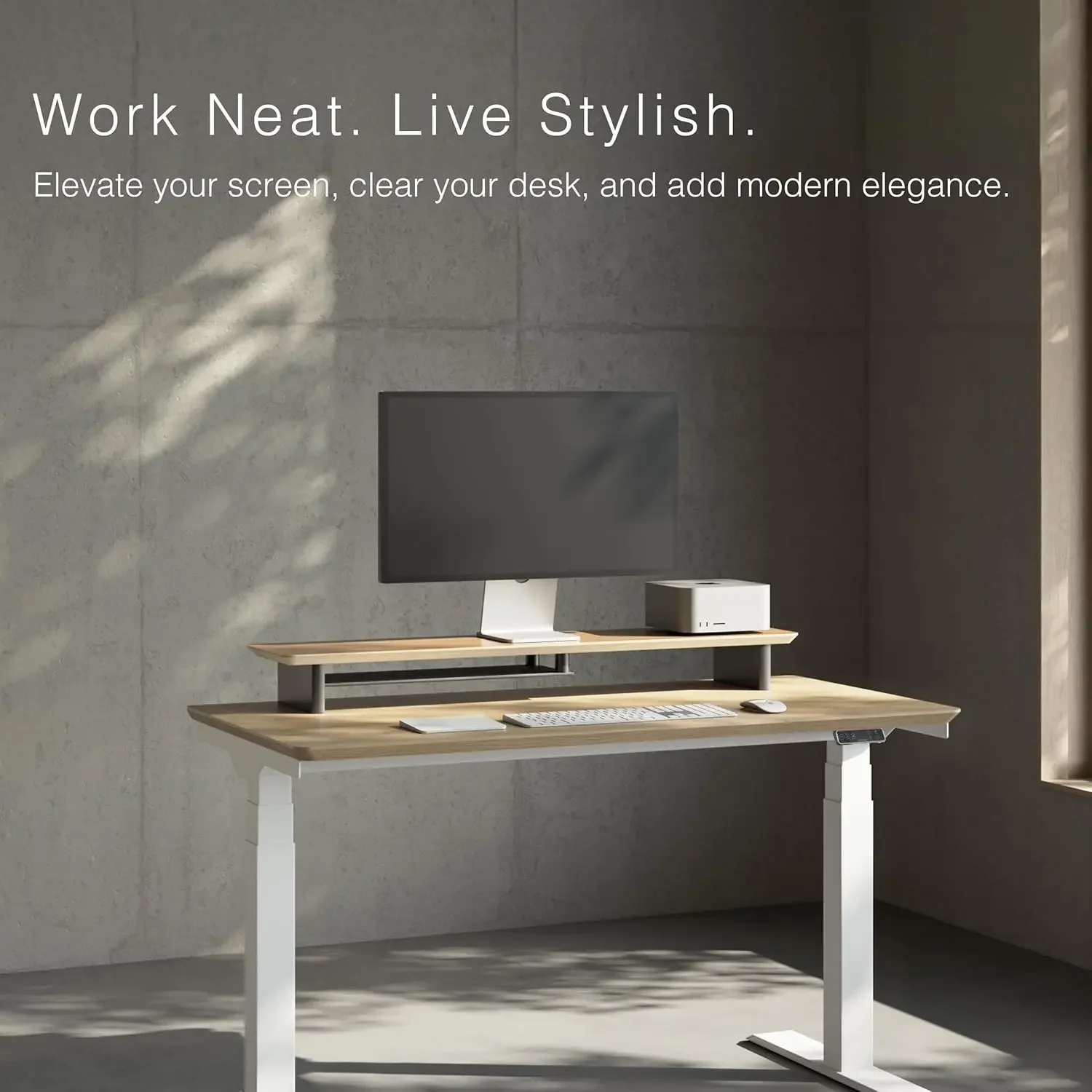 White Oak Dual‑Tier Ergonomic  - огляд і ціна Dual Monitor Desk Setup