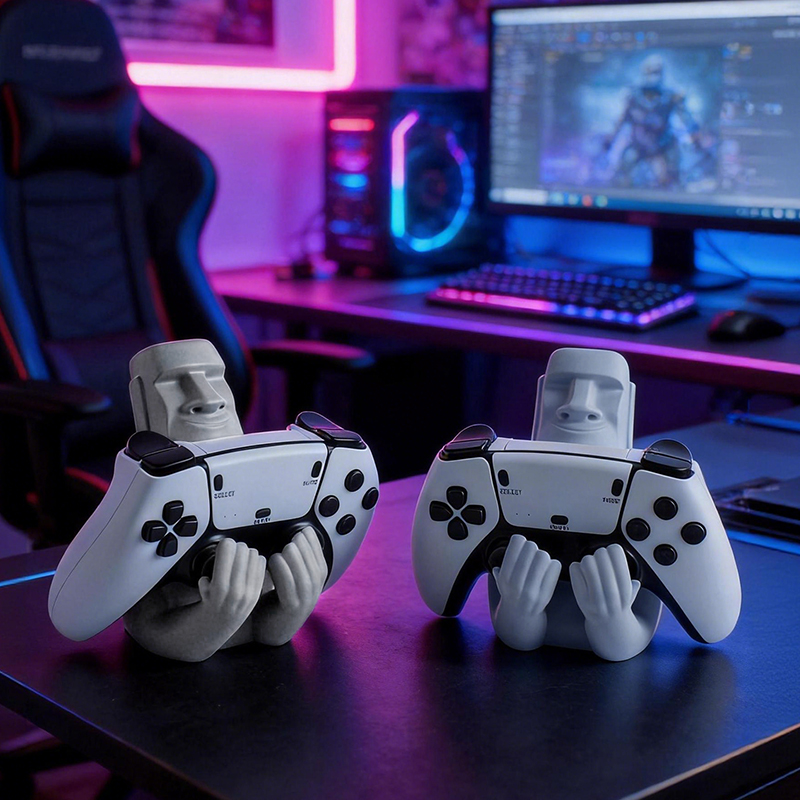Funny Moai Stone Resin Gamepad - огляд і ціна Desk Setup Ps5