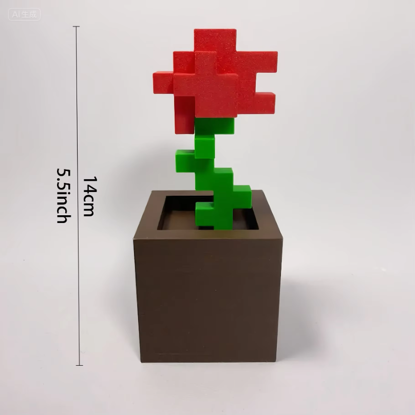 1 Piece Pixel Rose Flower Orna - огляд і ціна Desk Setup Plants