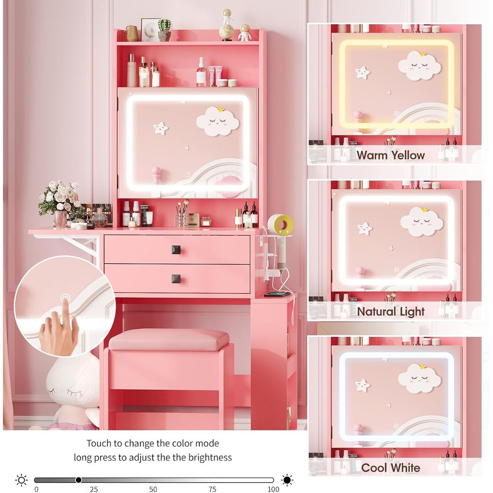 Vabches Small Makeup Vanity De - огляд і ціна Desk Vanity Setup